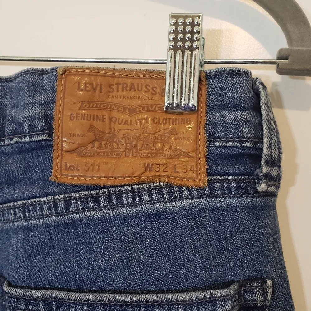 Levi's 511 Big E Slim Fit Mid Rise Stretch 32 x 31.5 REAL SIZE Vintage